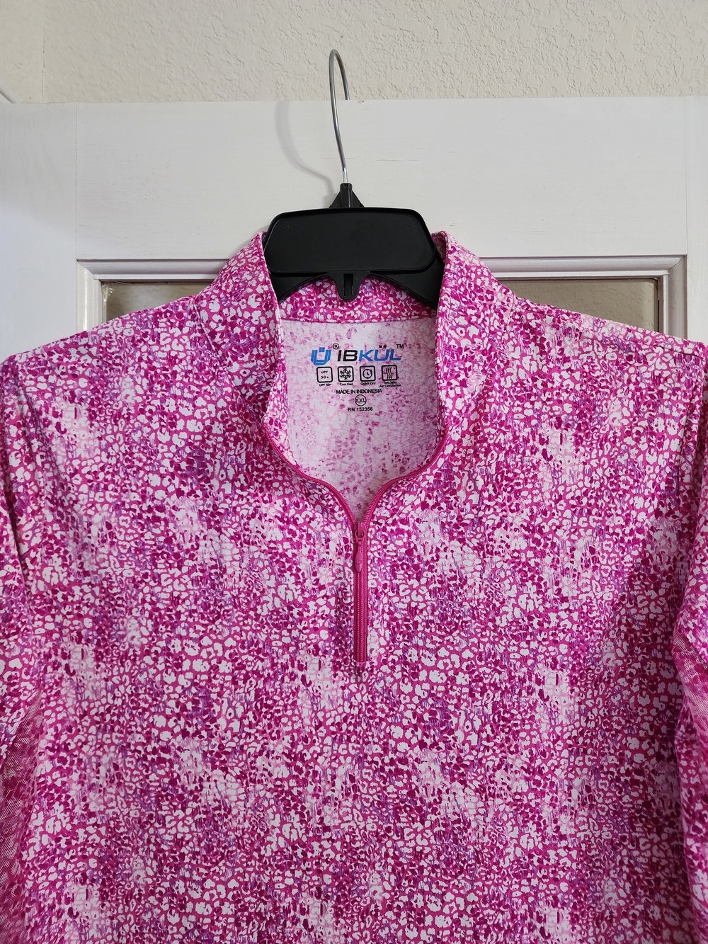 IBKUL XXL Pink Animal Print Mock Neck 1/4 Zip UPF 50 Golf Top - Picture 5 of 11